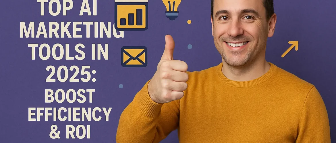 a man Orange T-shirt: a person happy with top marketing AI tools