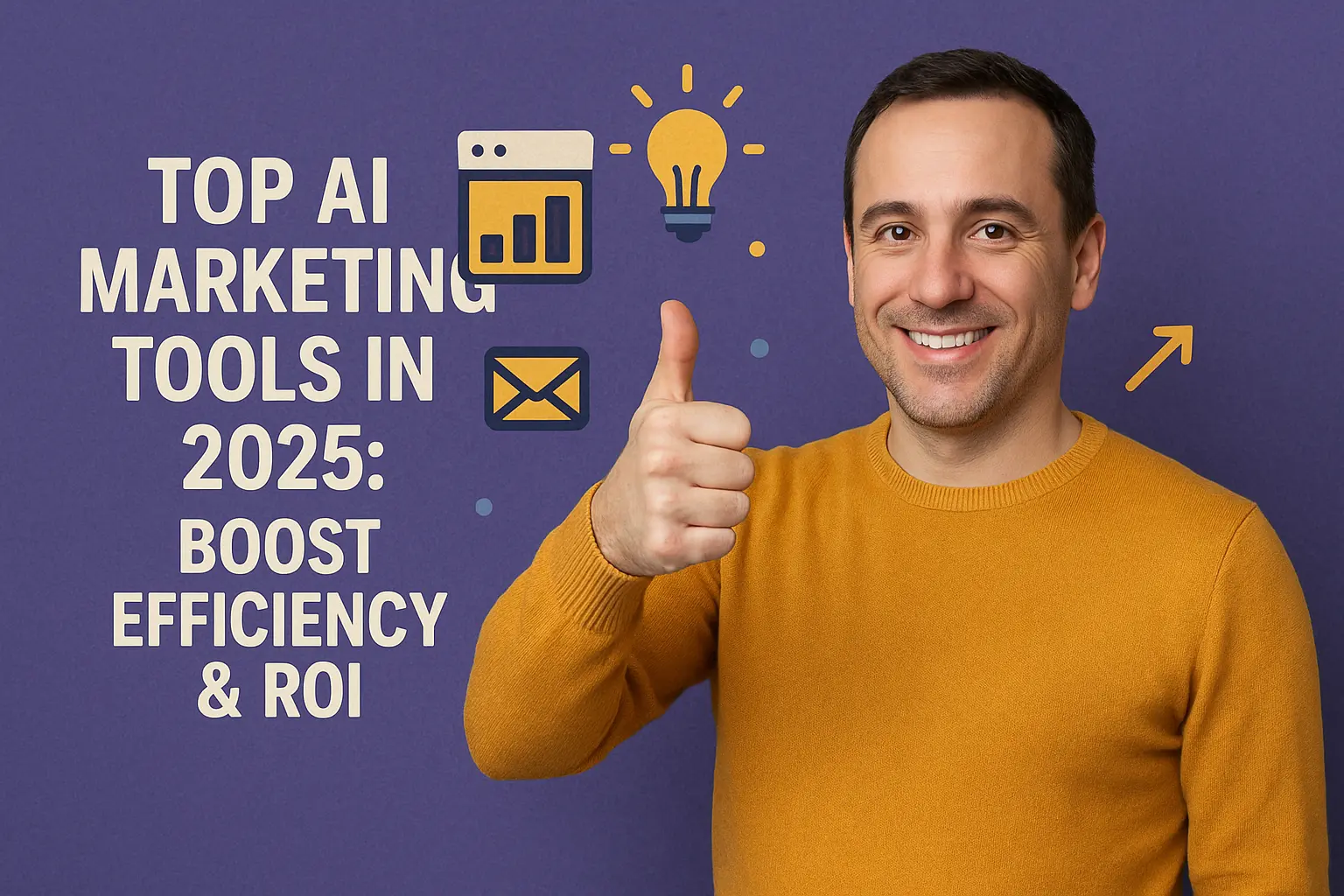 a man Orange T-shirt: a person happy with top marketing AI tools